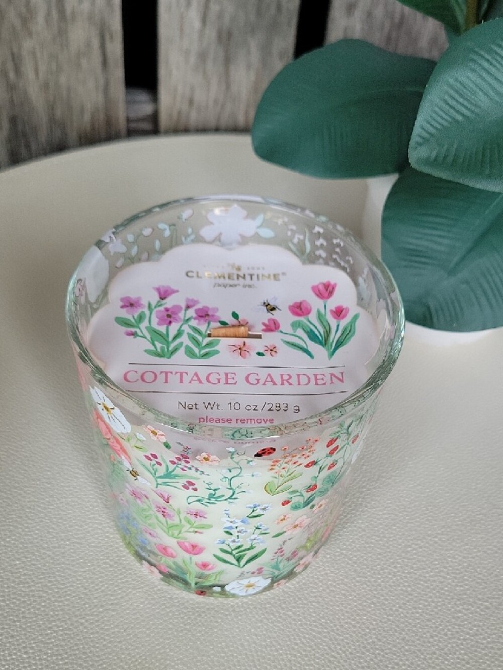 Clementine Cottage Garden Floral Scented Candle - Handpainted Glass - Picture 4 of 6